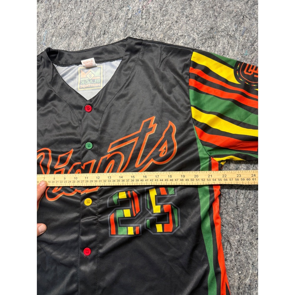 San Francisco Giants Black Heritage Jersey Mens Medium Rasta Colors Barry Bonds - Picture 3 of 6